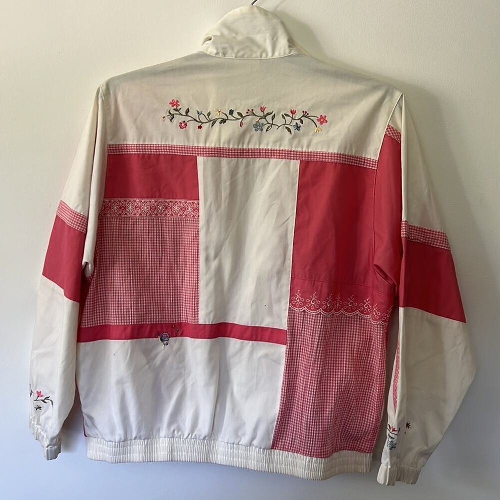 Vintage Koret Francisca Pink Flower Patchwork Zip Up Windbreaker Jacket - Picture 8 of 14